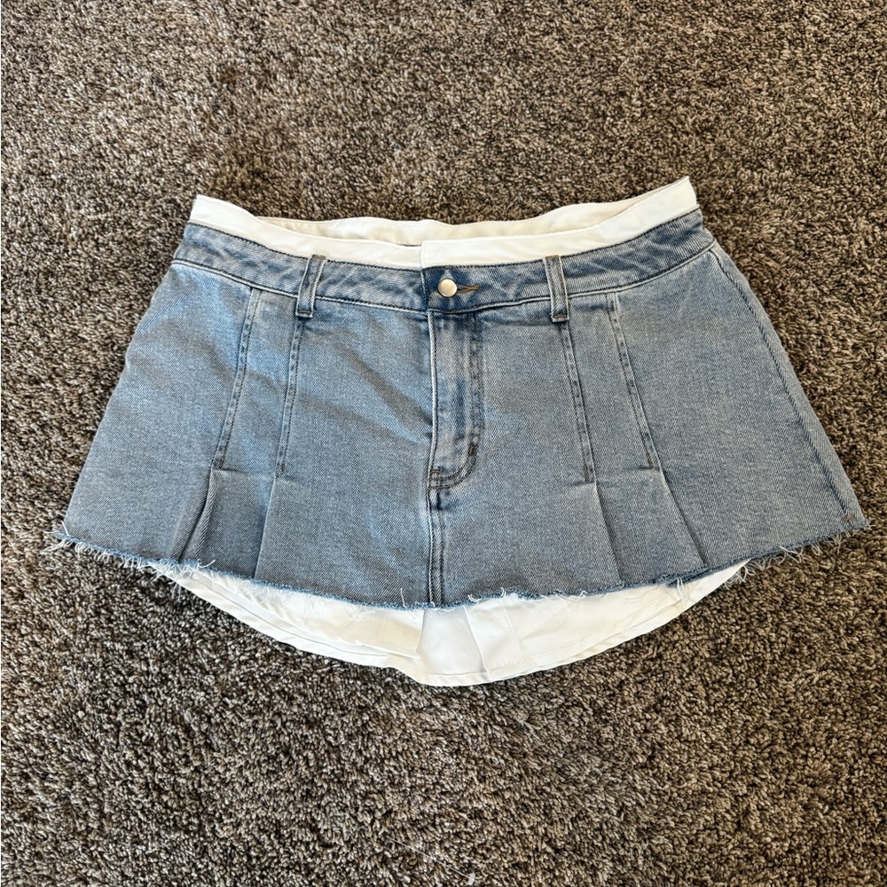 BDG Blue and White Denim Skirt